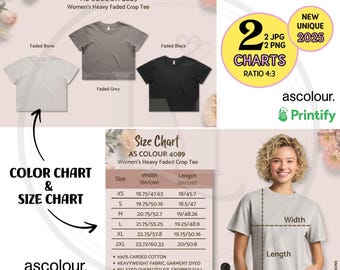 Size Chart AS COLOUR 4089 Crop Tee Color Chart as Colour Women's
