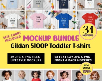 GILDAN 5100P TODDLER Tshirt Mockup Bundle, Front Back Flat Lay 5100P Mockup All Colors, 5100P Gildan Mock, Kids Shirt Mock, Digital Download