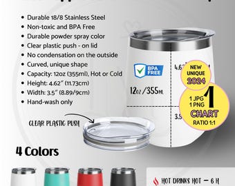 12oz COPPER CUP Size Chart Printify 12 oz Copper Vacuum Insulated Cup Size and Color Chart,12oz  Insulated Tumbler Features Digital Download