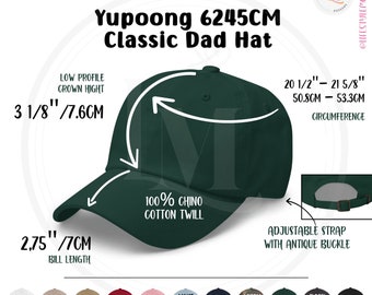 KLASSISK PAPPAHATTS Storlekstabell Mockup, Färgtabell Yupoong 6245 CM Pappahatts Storlekstabell, Pappakeps 6245 Färgtabell, 6245 Storlekstabell Digital Nedladdning
