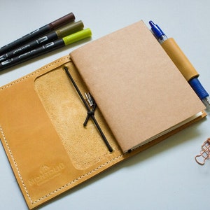 Camel Leather Travellers Notebook Bullet Journal Cover voor Fauxdori en Midori Planner in A5 A6 B6 Slim Passport Personal en Standard Sizes