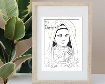 St. Bernadette: 6x8" Print Luster or Watercolor Paper Print