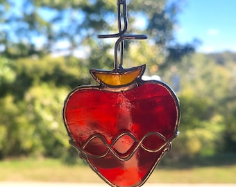 Sacred Heart of Jesus - 2x4" Stained Glass Suncatcher