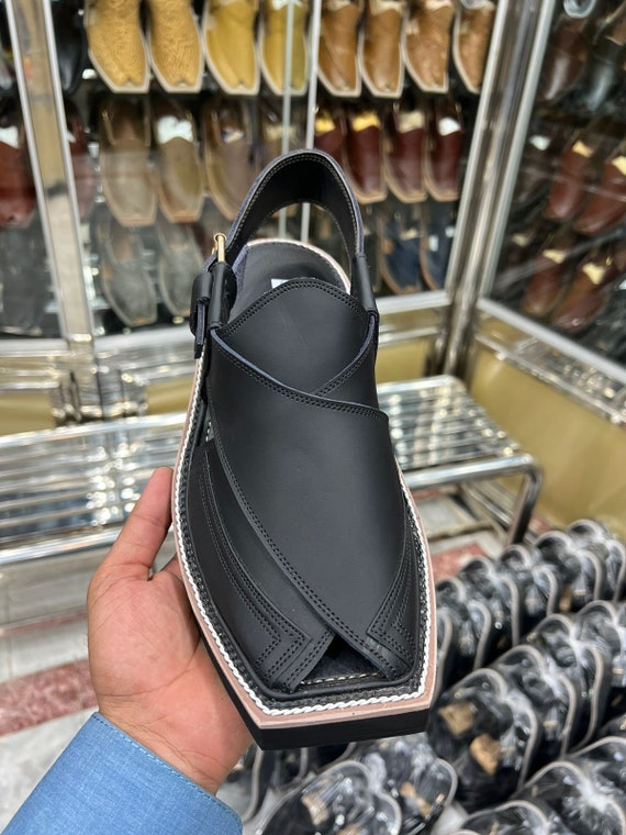 Captan Chappel Sandal Black Genuine Leather Upper Captaan Handmade Shoe Size 8.5 Captan Chappel Sandal Black Genuine Leather Upper Captaan  main image 4