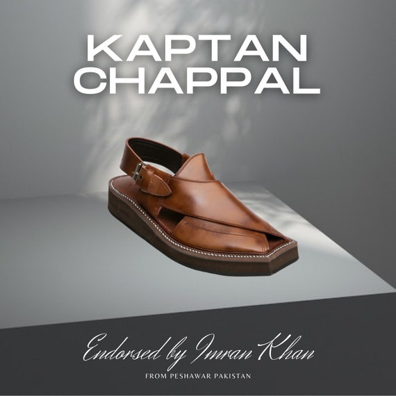 Premium Brown Leather Kaptaan Chappal |  Imran Khan Style | Height-Increasing Men's Sandals | Perfect Gift for Cultural Celebrations