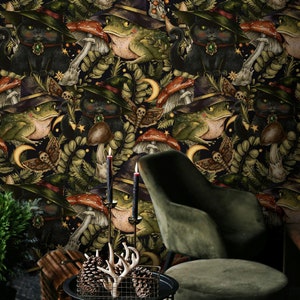 Halloween Wallpaper Magischer Wald Wand Wandbild Gothic Pilz Fantasie Schälen und aufkleben Wanddeko