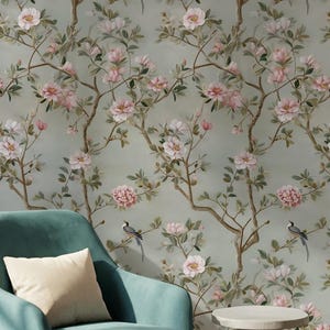 Vintage Wallpaper Birds Peel And Stick Floral Decorative Mural