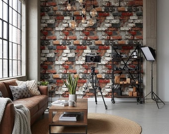 Brick Wall Wallpaper Industrial Peel And Stick Decorative Mural