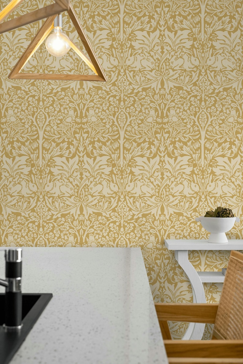 William Morris Natural Brer Rabbit Floral Wallpaper Beige Peel and ...