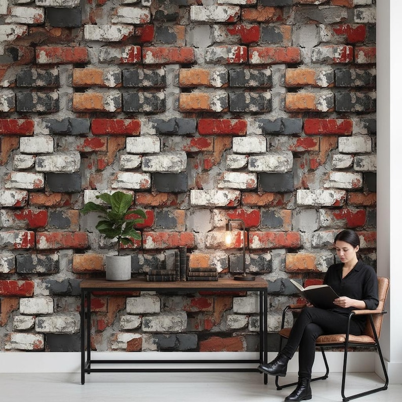 Brick Wall Wallpaper Industrial Peel and Stick Decorative Mural - Etsy