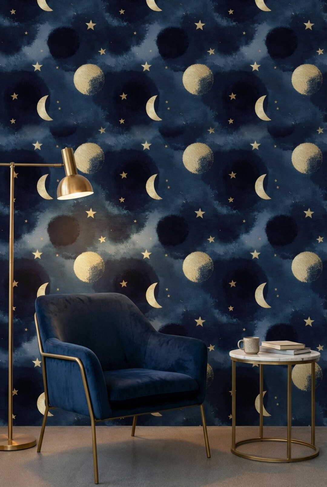Celestial Wallpaper Stars Peel and Stick Moon Decorative Mural - Etsy