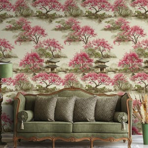 Cherry Blossom Wallpaper Japanese Garden Peel And Stick Oriental Decorative Mural