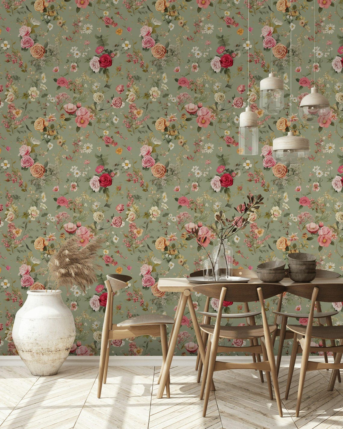 Vintage Floral Wallpaper Botanical Peel and Stick Decorative Mural - Etsy