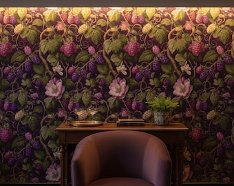 Purple Background Wallpaper Vintage Peel And Stick Floral Mural