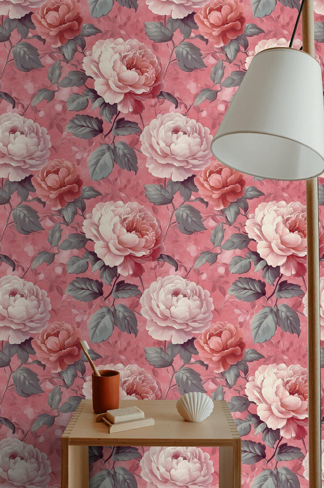 Romantic Peony Wallpaper – Pink Floral Peel and Stick Wall Mural - Etsy UK