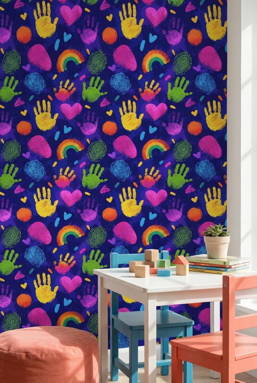 Vibrant Wallpaper Playful Peel and Stick Abstract Decorative Mural - Etsy