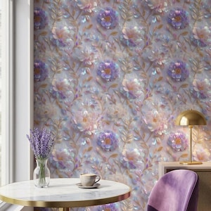 Papel pintado floral iridiscente autoadhesivo mural decorativo moderno