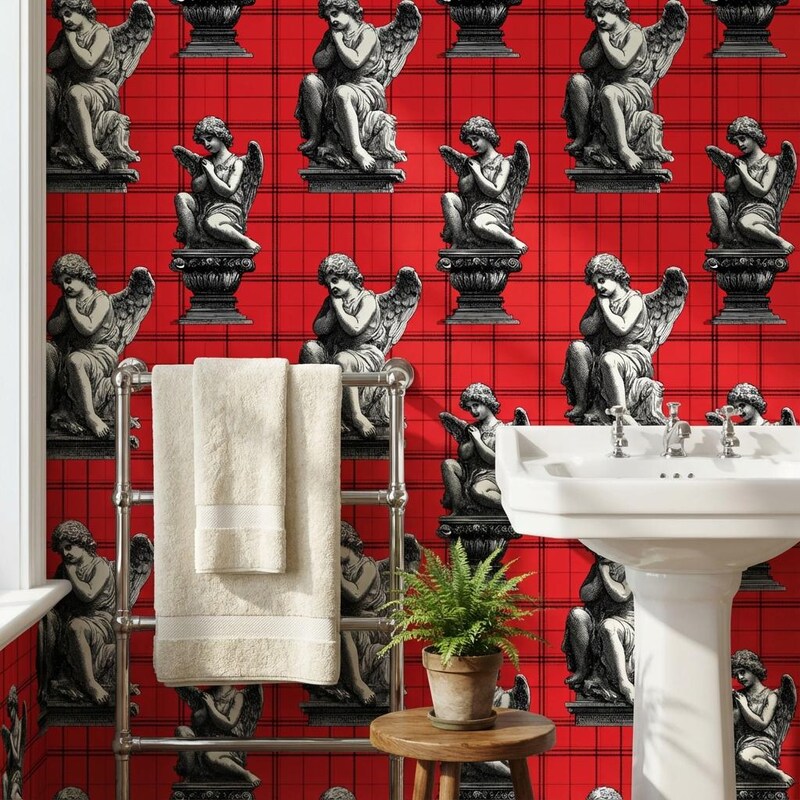 Sean R Wallpaper Punk Wallpaper Red - Etsy UK