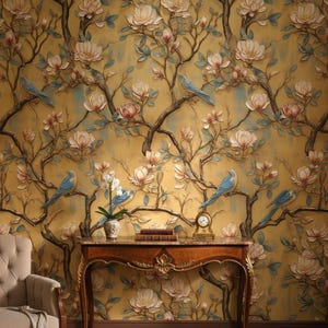 Chinoiserie Wallpaper Wallpaper Elegant Peel And Stick Floral Decorative Mural