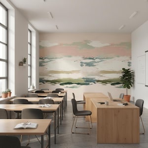 Abstract Landscape Wallpaper Modern Peel And Stick Serene Decorative Mural