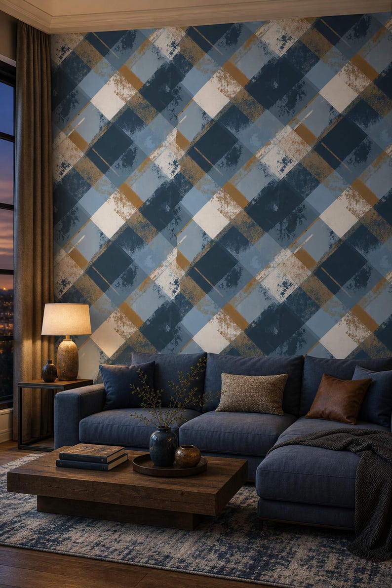 Abstract Geometric Wallpaper Overlapping Squares Peel and Stick ...