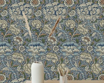 William Morris Wandle Wallpaper Blue Peel and Stick Arts and Crafts Wall Mural