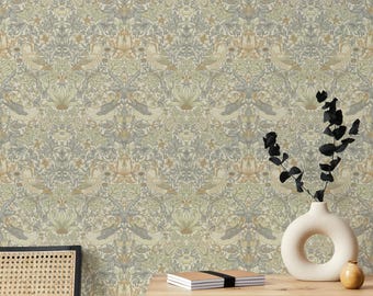 William Morris Strawberry Birds Wallpaper | Timeless Floral Wall Mural for a Classic Look