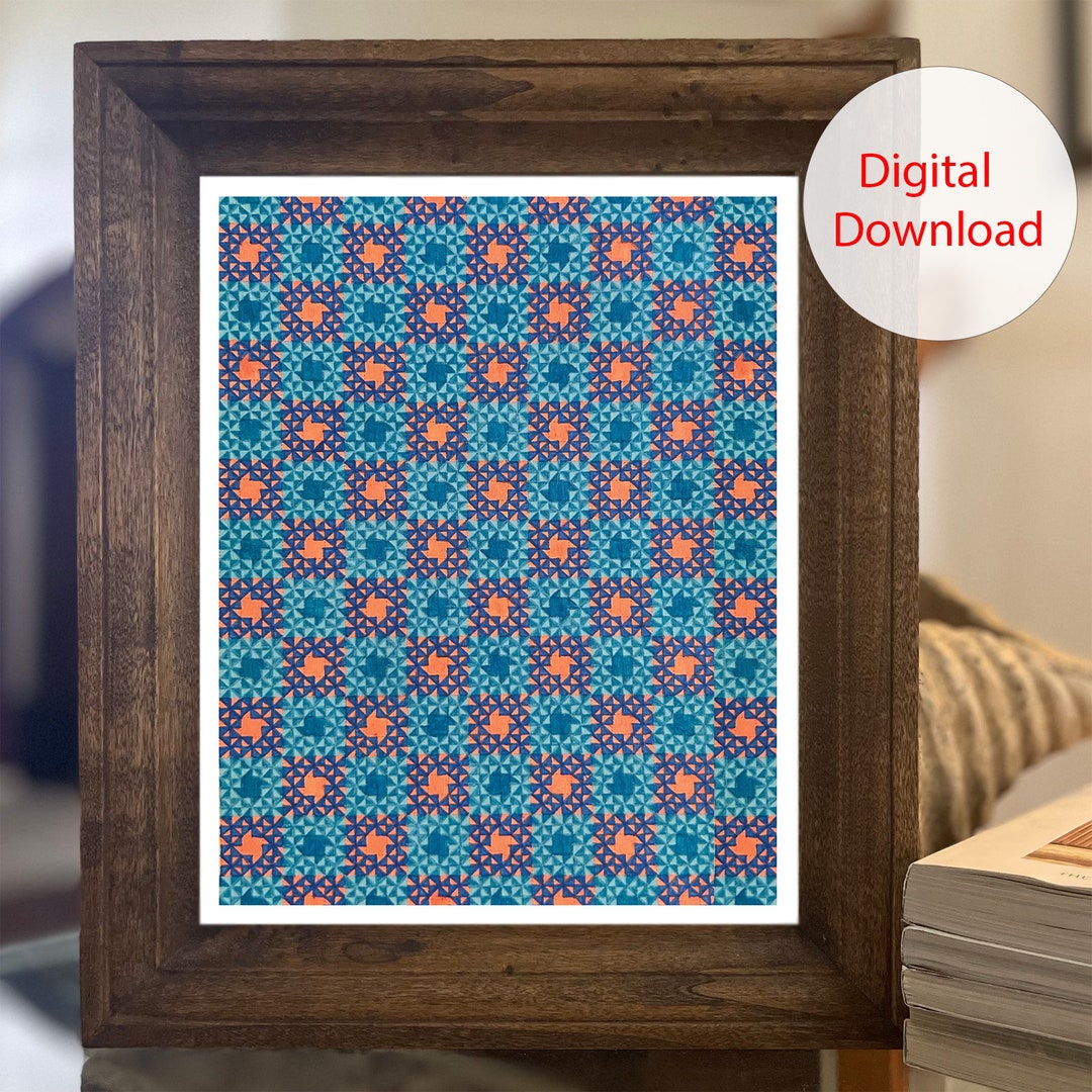 Summer Vibes Tile Pattern Wall Art Digital Download, Hand Drawn Tile ...