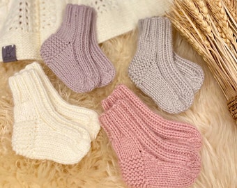 Hand Knit Baby Socks Warm Soft Cozy Hypoallergenic Comfortable Design  for Baby Boy and Girl Newborn Socks Baby Shower Gift
