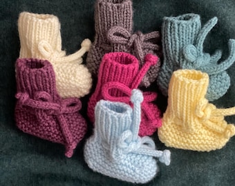 Hand Knit Baby Booties Hypoallergenic Acrylic Yarn, Newborn Gift