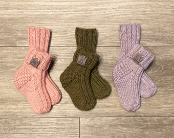 Hand Knitted Merino Wool  Baby Socks Cute  Warm Soft Comfortable Design for 6-12 months Boy and Girl