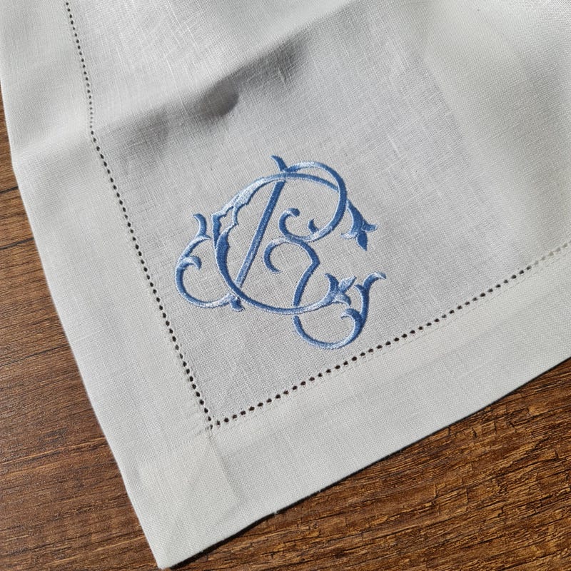 Luxurious Linen Napkins, Interlock Monogram Linen Napkin, Antique Linen Dinner Napkins, Customized Linen Wedding Napkin, Personalized Napkin