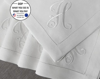 Monogram Embroidery Linen Napkin, Monogrammed Linen Napkin, Personalized Dinner Napkins, Embroidered Linen Dinner Napkin, Embroidered Napkin