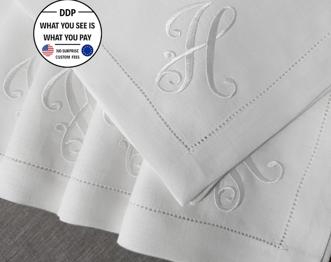 Monogram Embroidery Linen Napkin, Monogrammed Linen Napkin, Personalized Dinner Napkins, Embroidered Linen Dinner Napkin, Embroidered Napkin