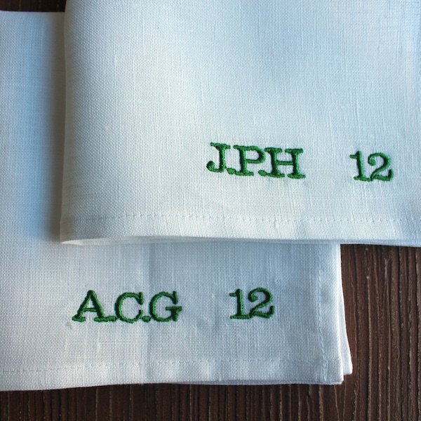 Monogram Embroidered Linen Handkerchief, Your Logo Linen Handkerchiefs, Personalized Hankies, Custom Linen Hanky, Embroidered Linen Hankies