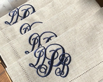 Linen Napkins, Monogram Embroidered Linen Napkins, Linen Dinner Napkins, Embroidered Dinner Napkins, Monogrammed Napkin, Monogrammed Napkin