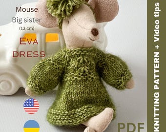 Maileg Mouse Dress Knitting Pattern: Big Sister Clothes  | PDF Download | EN & UA