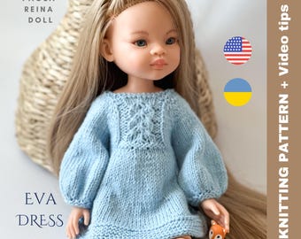 Puppenkleid Strickanleitung: Paola Reina, Ruby Red Siblies (PDF) in Englisch und Ukrainisch