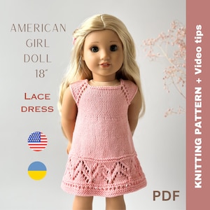 Puede incluir: Patrón de tejido de punto para un vestido de encaje rosa para una muñeca American Girl de 45,7 cm. El patrón incluye un tutorial en video y está disponible para descargar en PDF.