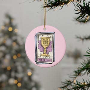 Ornamento de cerâmica, decoração de natal, enfeite de árvore de natal, decoração de casa, cartões de tarô astro espiritual, design de presente para ela