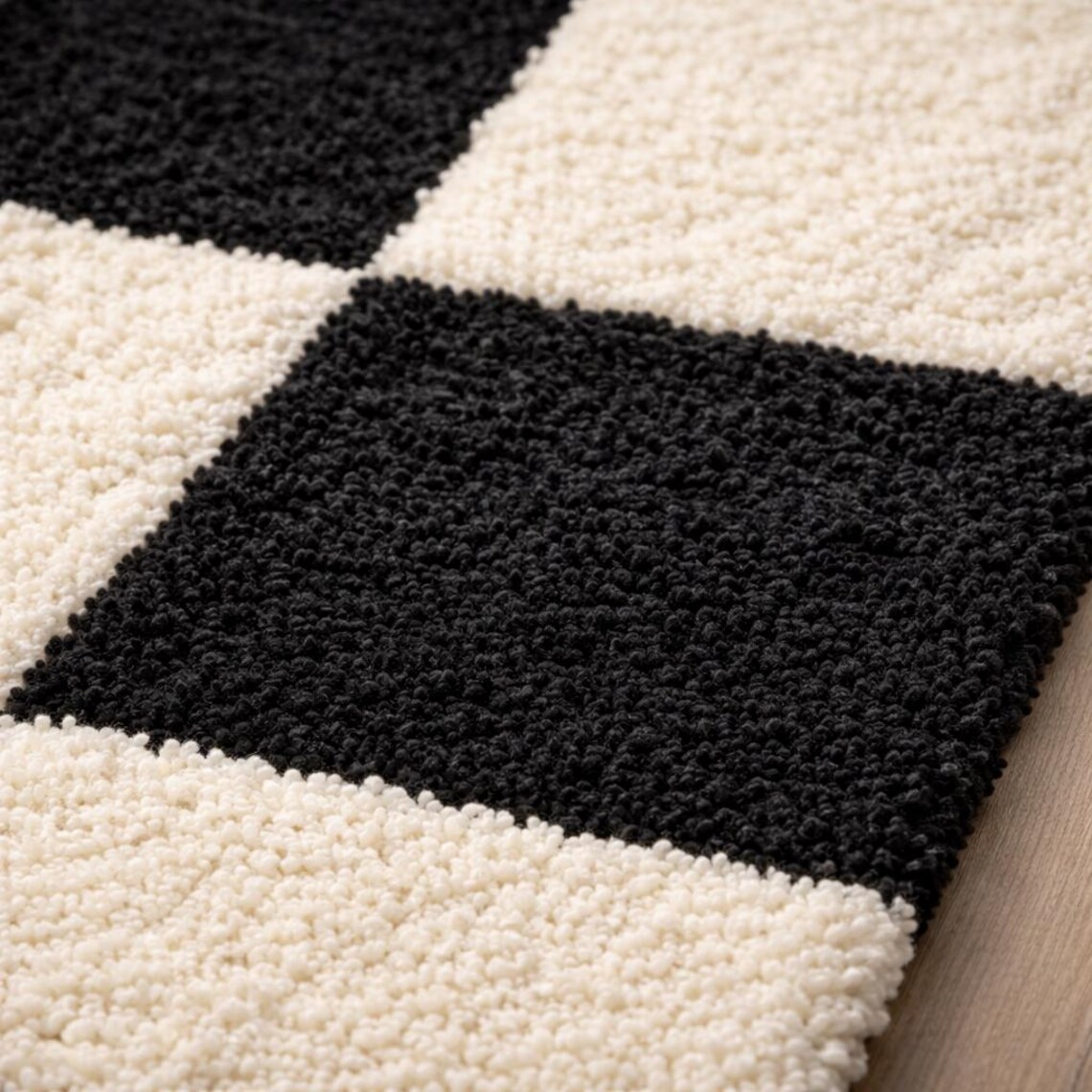 Tufted Check Rug Hand Tufted Checkered Rug | Black & White Checkerboard Area Rug - Etsy