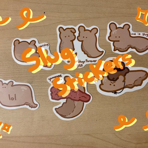 Banana Slug stickers -  Handmade glossy colorful stickers