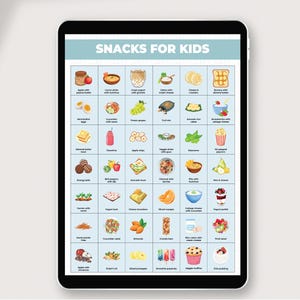 Healthy Snacks for Kids Poster, Kids Snacks Ideas, Kids Snacks Digital, Quick Snacks for Kids, Easy School Snack Ideas, School Snack Menu