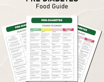 Pre Diabetic Food List Printable, Pre Diabetes Food Chart, Prediabetes Food Guide, Low Sugar Food List, Shopping List, PDF, Instant Download