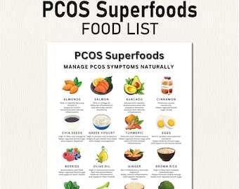 PCOS-voedsellijst en dieetplan, voedingsmiddelen met een lage glycemische index, weinig suiker en vet voedsel, polycysteus ovariumsyndroom Maaltijdschema voor gewichtsverlies