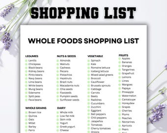 Whole Foods Shopping List, Master Grocery List, Grocery Checklist, Printable Grocery List, Food Inventory List, Whole Foods Grocery list