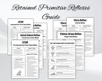 Retained Primitive Reflexes Guide: Integration Handouts, Primitive Reflex Evaluation, Reflex Integration Exercises and Activity Cards