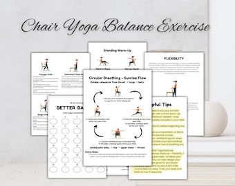 Chair Yoga Balance Exercise for Seniors, Chair Exercise Balance Poses for Older Adults, Senior Home Workout Plan, Strength for Elderly
