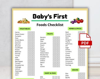 Liste des premiers aliments de bébé, liste de contrôle des 100 premiers aliments, feuille de rapport pour bébé, suivi des aliments pour bébé à imprimer, planificateur de repas pour bébé, journal quotidien