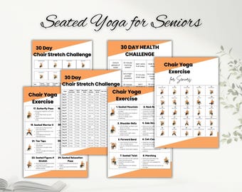 Stuhlübungen für Senioren zum Ausdrucken, Sitz Workout-Chart, Stuhl Yoga für Senioren, sanfte Posen für ältere Erwachsene, Stuhl Workout-Routine PDF
